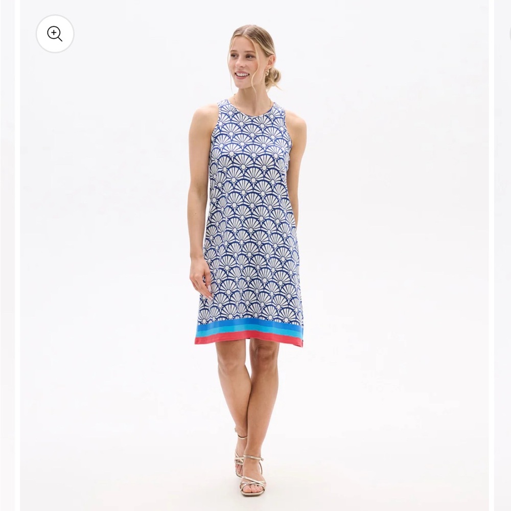 Hatley Bella Dress sunblocks pattern blue white red size S NWT